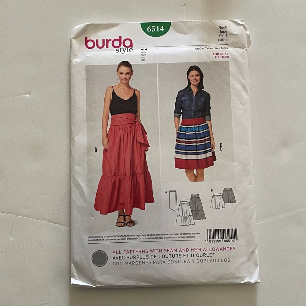 Burda Sewing Pattern 6514 Skirt Tiered Misses Size 10-20